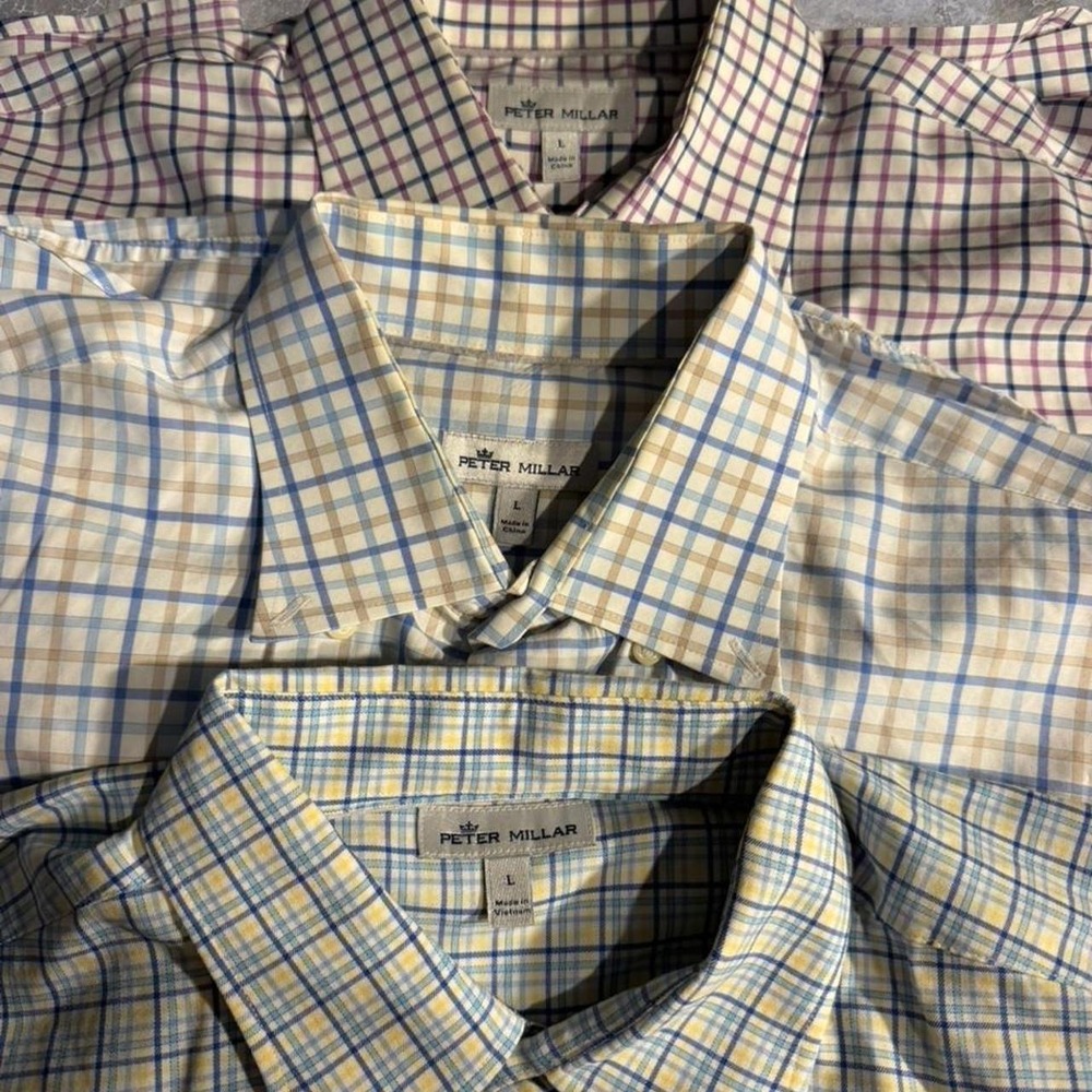 Peter Millar Plaid Button Down Shirt Bundle Size L (3 Shirts)